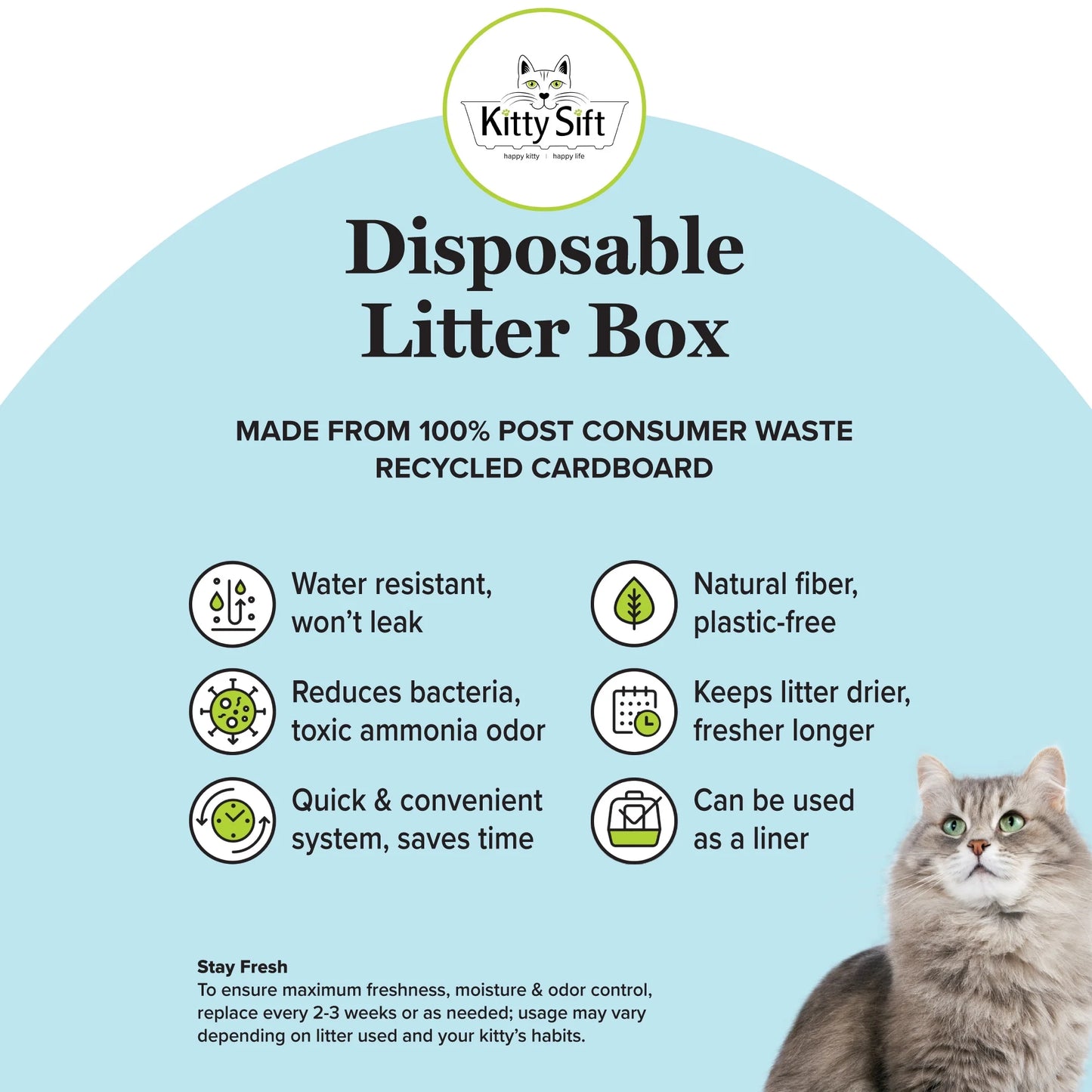 Large Cat Sifter, Eco-Friendly Litterbox with Scoop - Pack of 6
