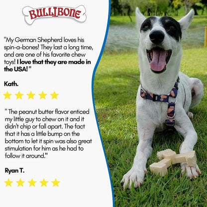Spin-A-Bone Dog Chew Toy with Bacon Flavor for Dental Health