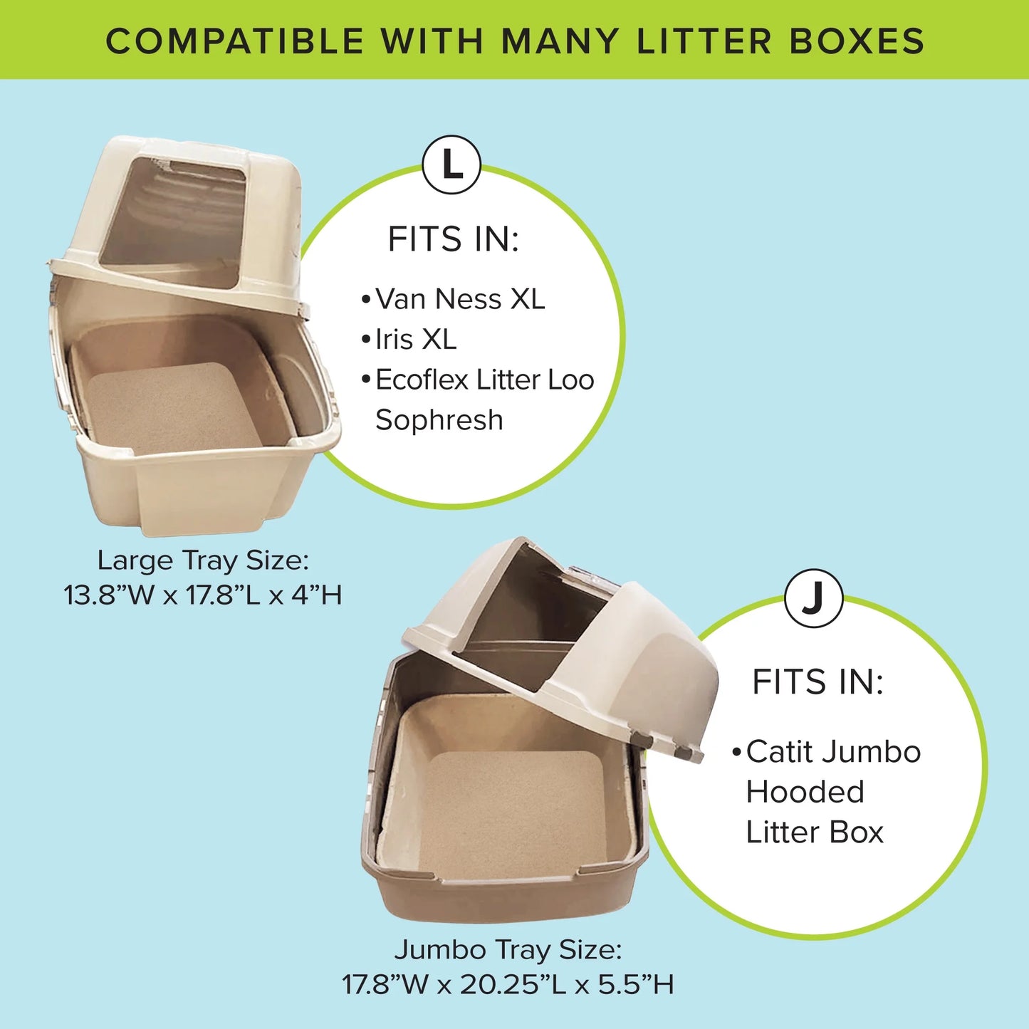 Large Cat Sifter, Eco-Friendly Litterbox with Scoop - Pack of 6