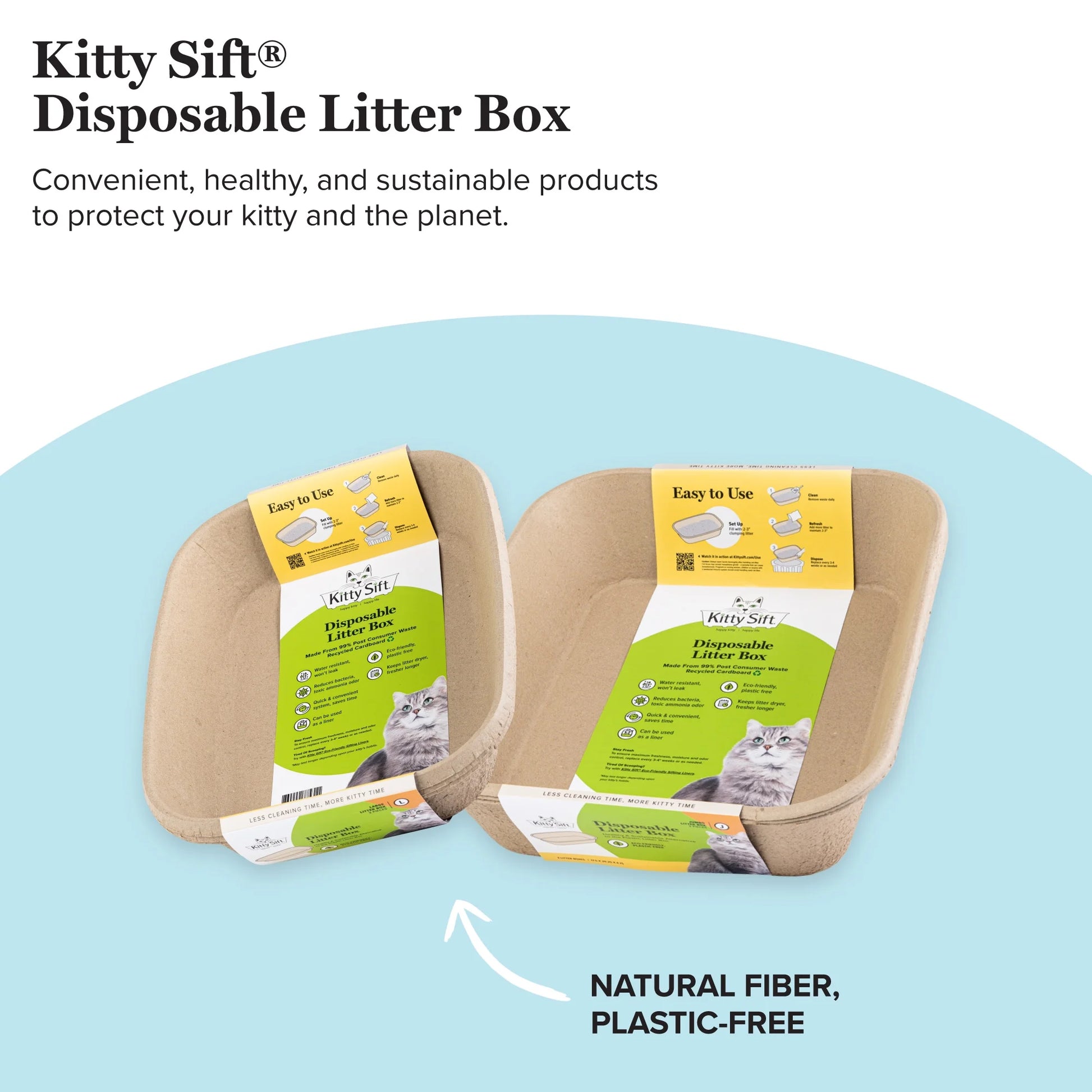 Large Cat Sifter, Eco-Friendly Litterbox with Scoop - Pack of 6
